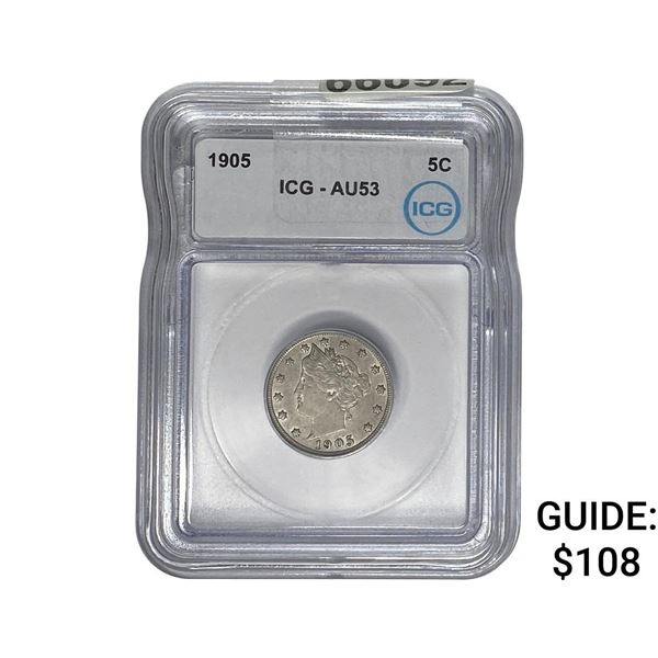 1905 Liberty Victory Nickel ICG AU53