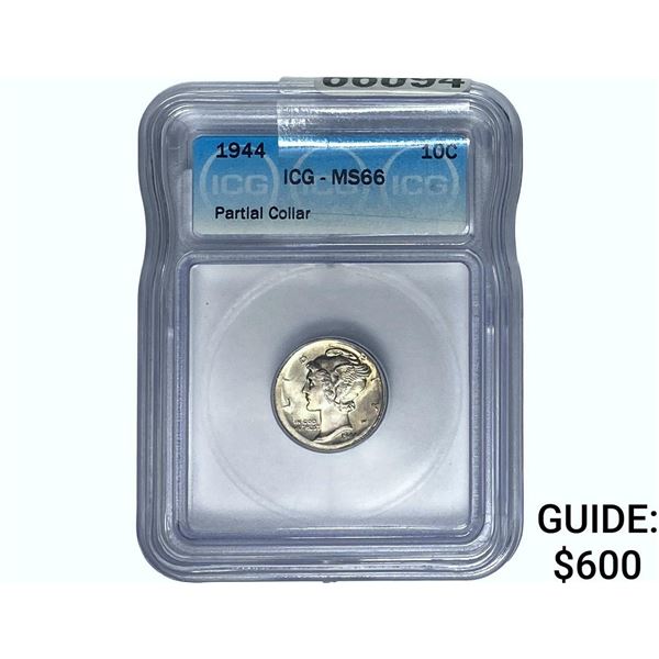 1944 Mercury Silver Dime ICG MS66