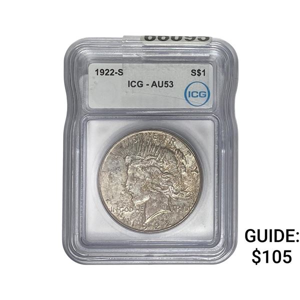 1922-S Silver Peace Dollar ICG AU53