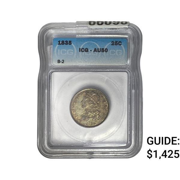 1835 Capped Bust Quarter ICG AU50