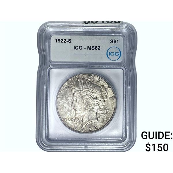 1922-S Silver Peace Dollar ICG MS62