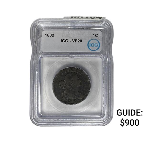 1802 Draped Bust Large Cent ICG VF20