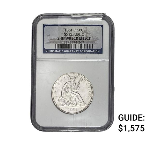 1861-O Seat Lib. 50C Shipwreck SS Republic NGC