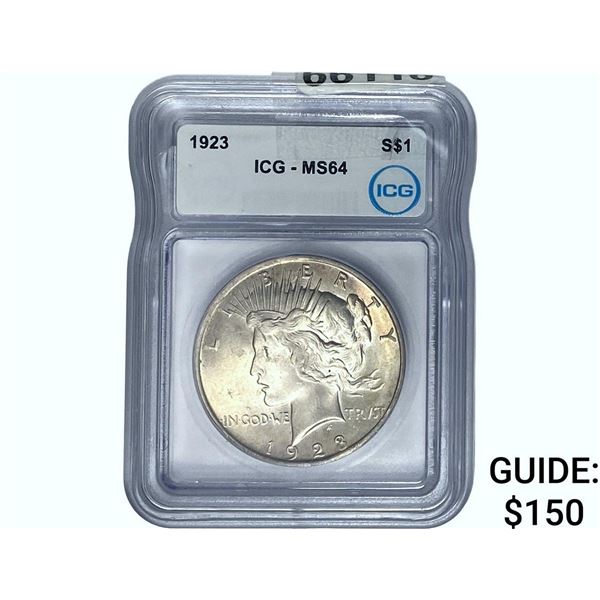 1923 Silver Peace Dollar ICG MS64