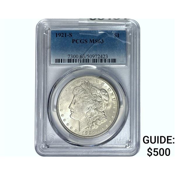 1921-S Morgan Silver Dollar PCGS MS63