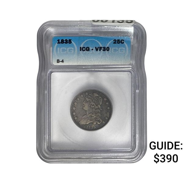 1835 Capped Bust Quarter ICG VF30