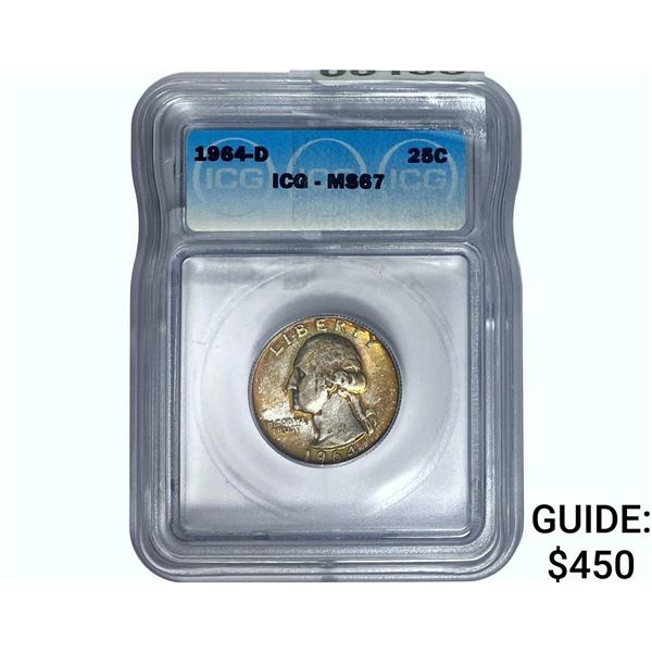 1964-D Washington Silver Quarter ICG MS67