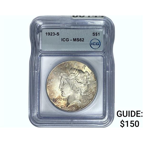 1923-S Silver Peace Dollar ICG MS62