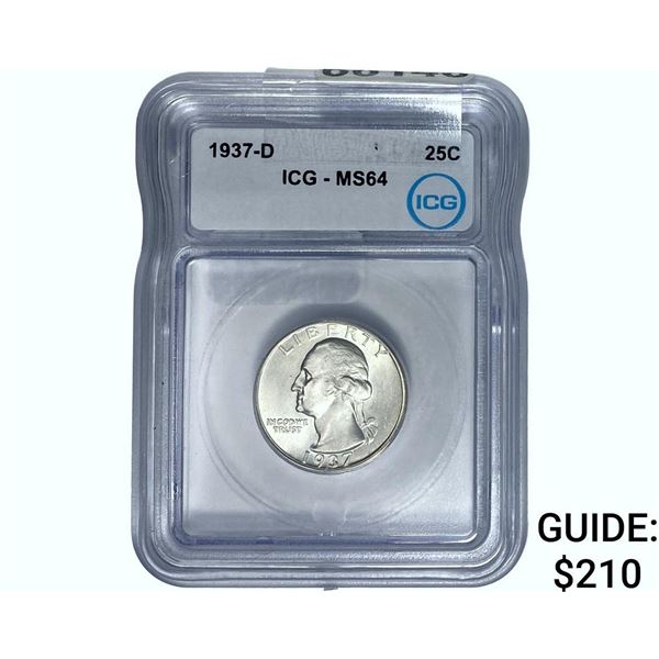 1937-D Washington Silver Quarter ICG MS64