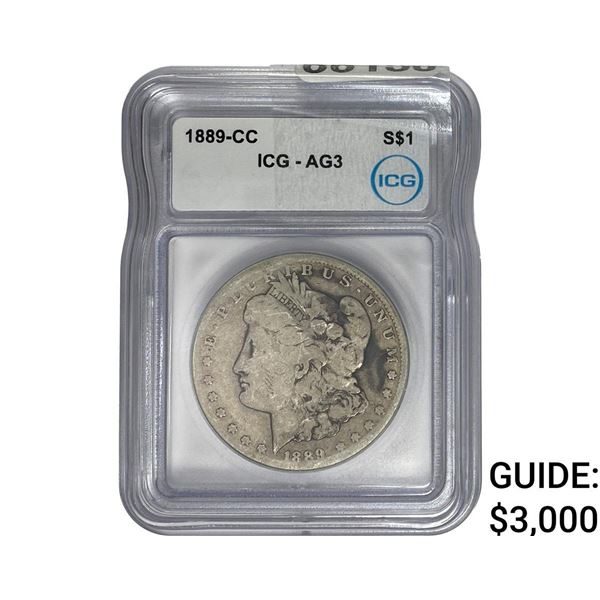 1889-CC Morgan Silver Dollar ICG AG3