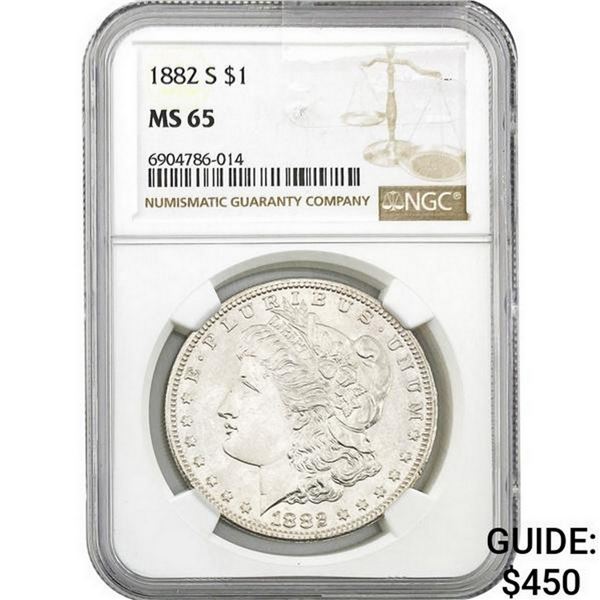1882-S Morgan Silver Dollar NGC MS65