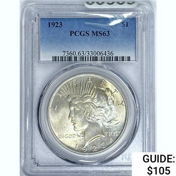 1923 Silver Peace Dollar PCGS MS63