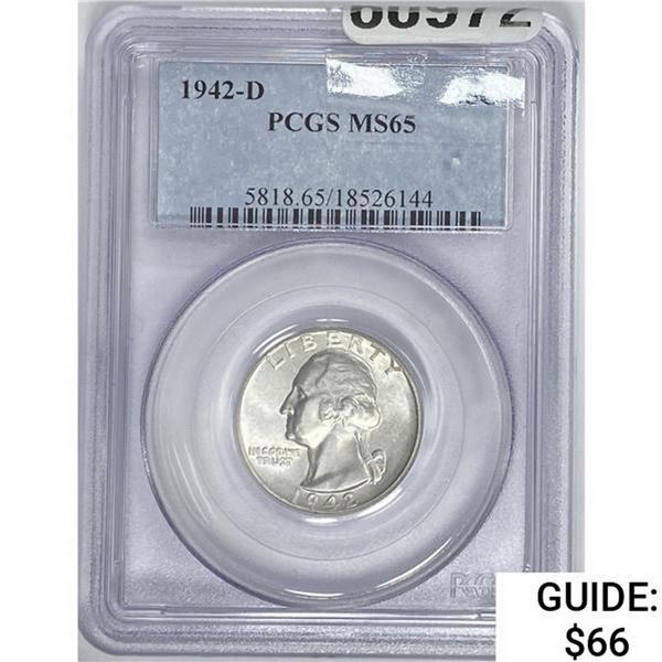 1942-D Washington Silver Quarter PCGS MS65