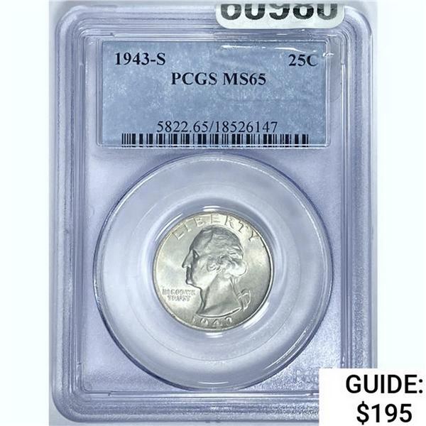1943-S Washington Silver Quarter PCGS MS65