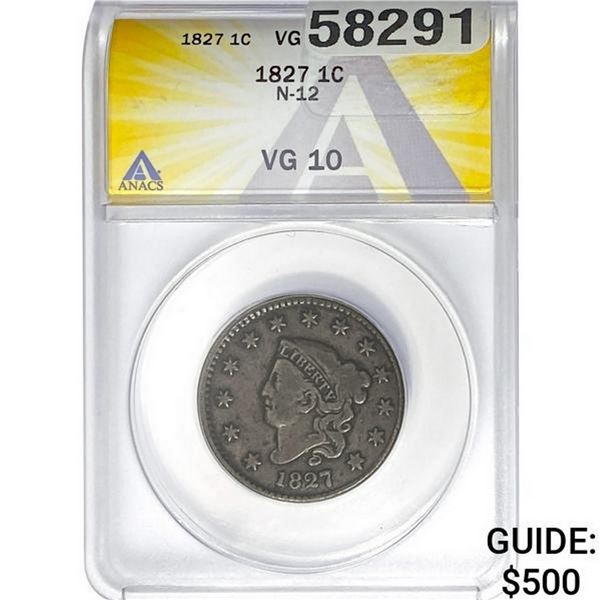 1827 1C Coronet Head ANACS VG10  VG10