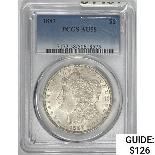 1887 Morgan Silver Dollar PCGS AU58