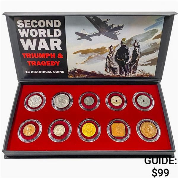 WW2 Triumph & Tragedy 10 coin set box