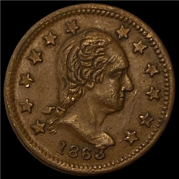 1863 Civil War Token-New York NEARLY UNCIRCULATED