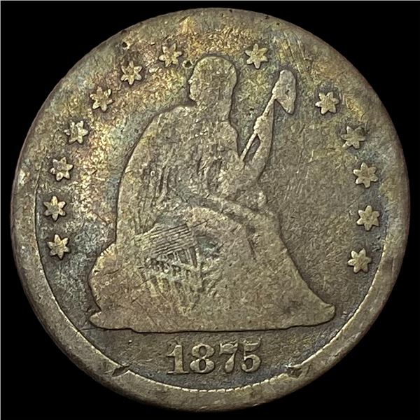 1875-CC Seated Liberty Quarter NICELY CIRCULATED