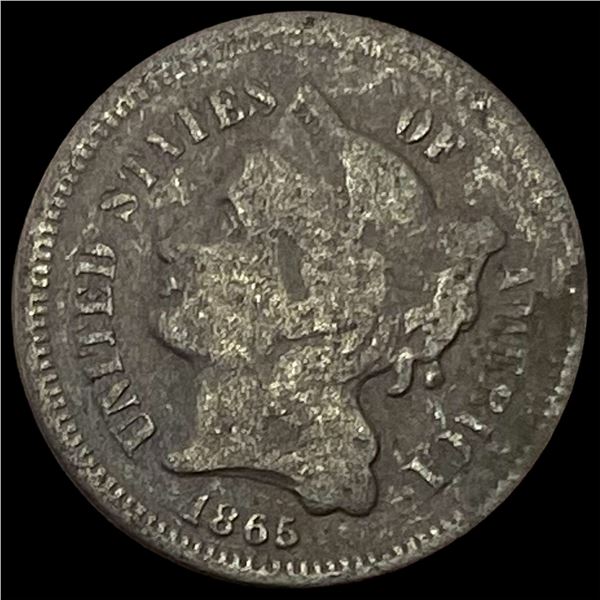 1865 Nickel Three-Cent Piece NEARLY UNCIRCULATED