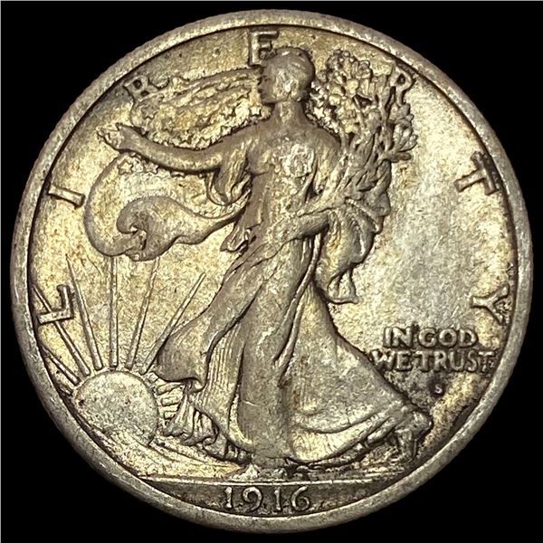1916-S Silver Walking Liberty Half Dollar NEARLY UNCIRCULATED
