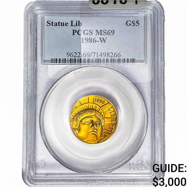 1986-W .242oz Gold $5 Statue of Liberty PCGS MS69