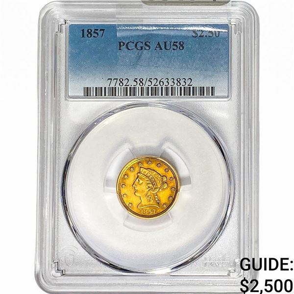 1857 $2.50 Gold Quarter Eagle PCGS AU58