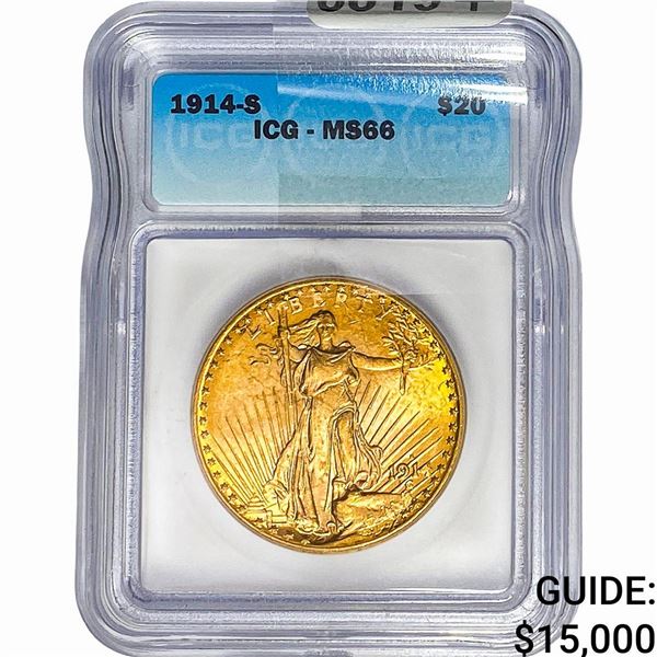 1914-S $20 Gold Double Eagle ICG MS66
