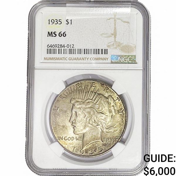 1935 Silver Peace Dollar NGC MS66