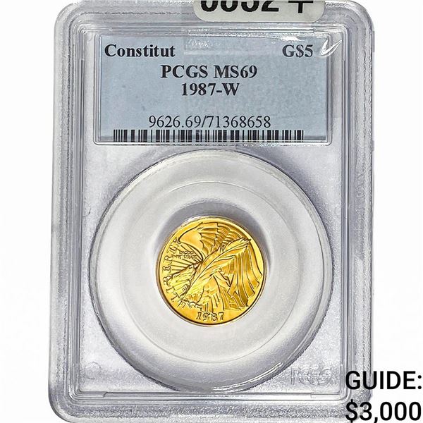 1987-W .242oz Gold $5 Constitution PCGS MS69