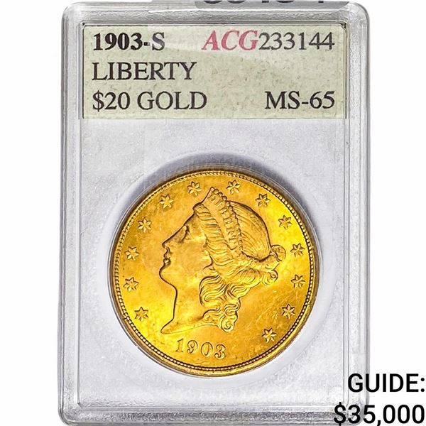 1903-S $20 Gold Double Eagle ACG MS65