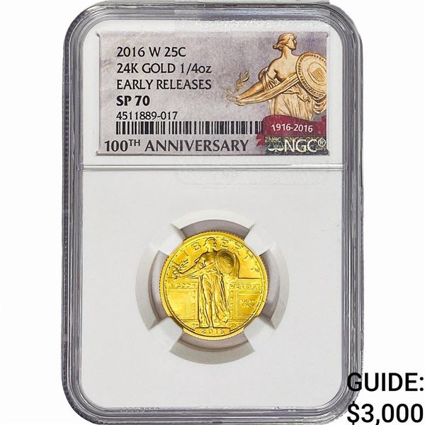 2016-W 1/4oz 24k Gold Standing Lib. 25C NGC SP70