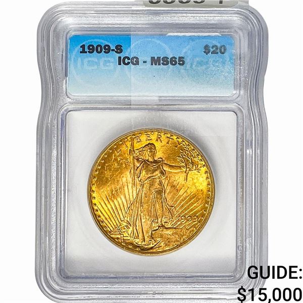 1909-S $20 Gold Double Eagle ICG MS65