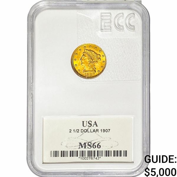 1907 $2.50 Gold Quarter Eagle ECC MS66
