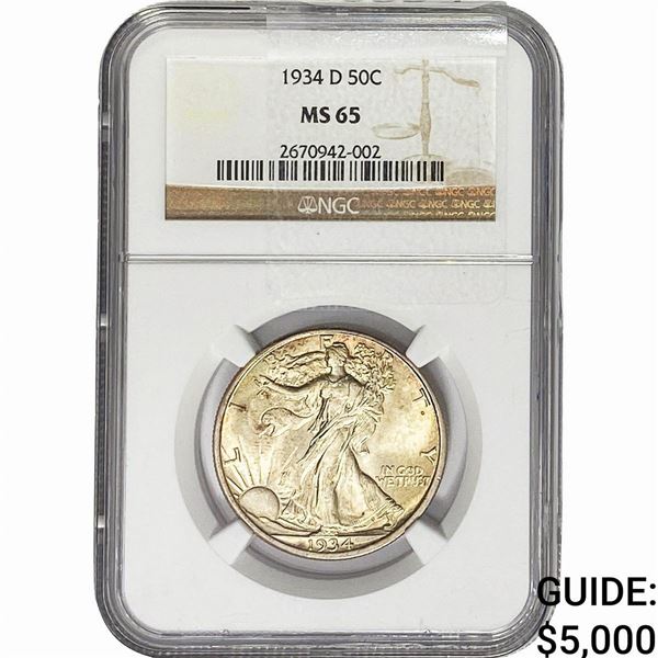1934-D Walking Liberty Half Dollar NGC MS65