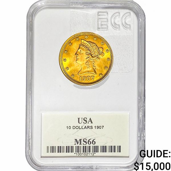 1907 $10 Gold Eagle ECC MS66