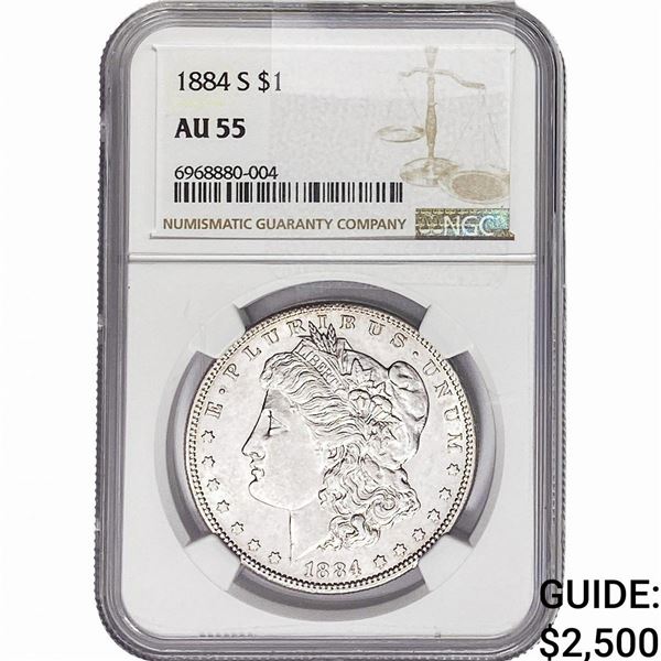 1884-S Morgan Silver Dollar NGC AU55
