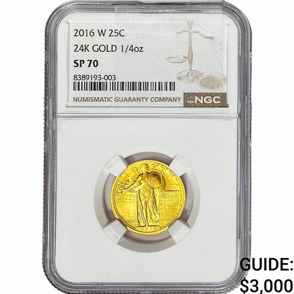 2016-W 1/4oz 24k Gold Standing Lib. 25C NGC SP70