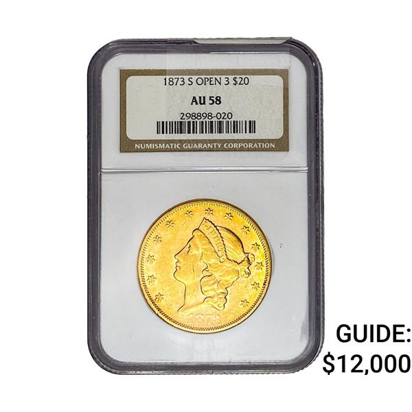 1873-S $20 Gold Double Eagle NGC AU58