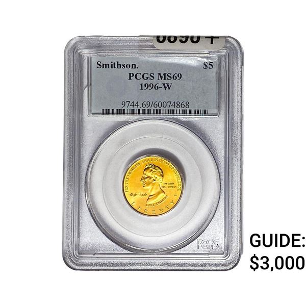 1996-W Gold $5 Smithson PCGS MS69