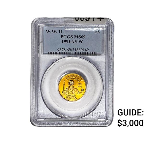 1991-95-W Gold $5 W.W. II PCGS MS69