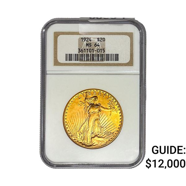 1924 $20 Gold Double Eagle NGC MS64