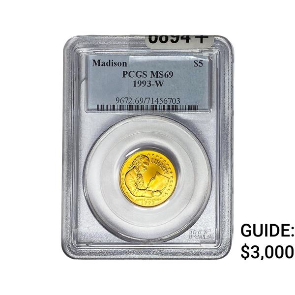 1993-W Gold $5 Madison PCGS MS69
