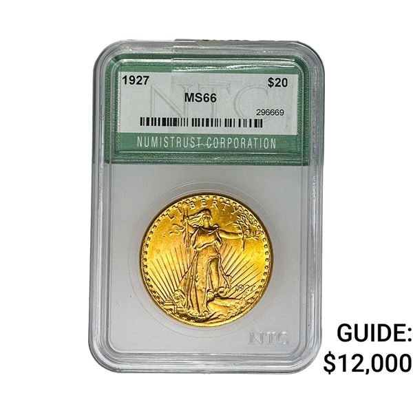 1927 $20 Gold Double Eagle NTC MS66