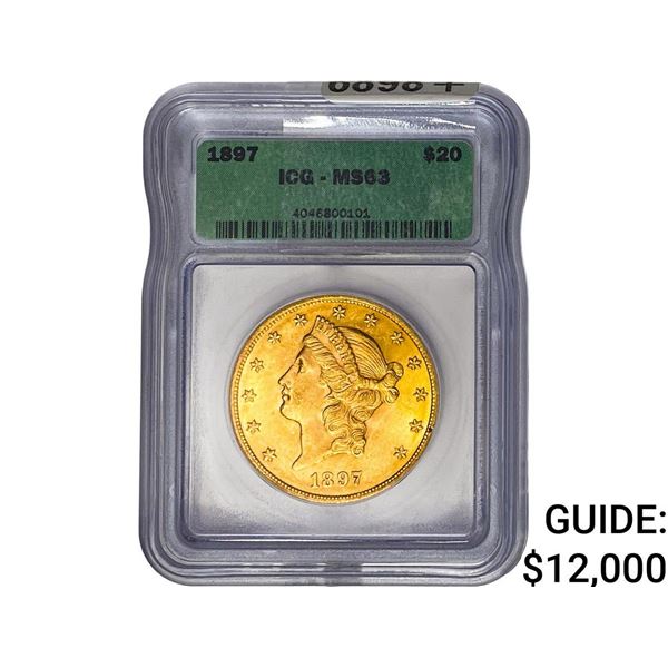 1897 $20 Gold Double Eagle ICG MS63