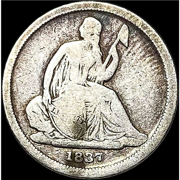 1837 Sm. Date Silver Seated Liberty Dime NICELY CIRCULATED