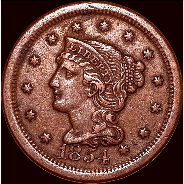 1854 Braided Hair Large Cent CLOSELY UNCIRCULATED