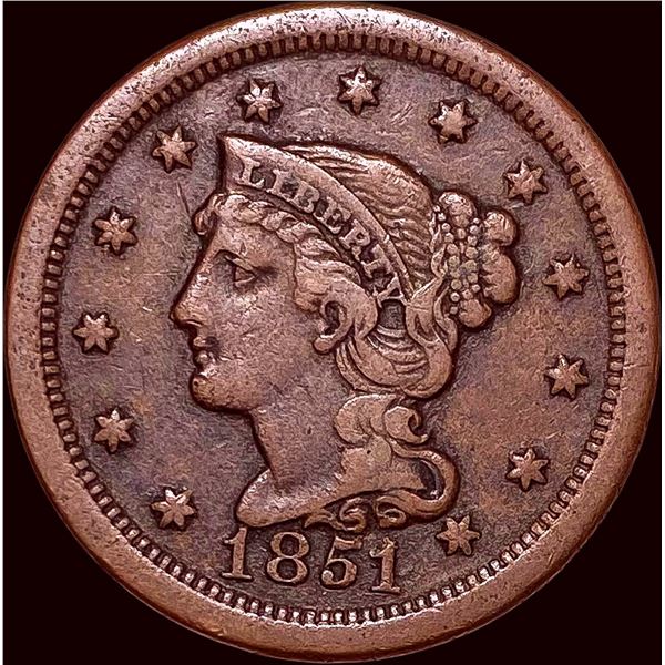 1851 Braided Hair Large Cent CLOSELY UNCIRCULATED