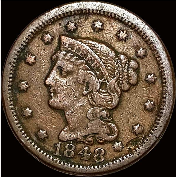 1848 Braided Hair Large Cent NEARLY UNCIRCULATED