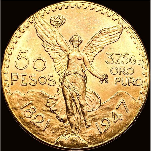 1947 Mexico 1.323oz Gold 50 Pesos GEM BU